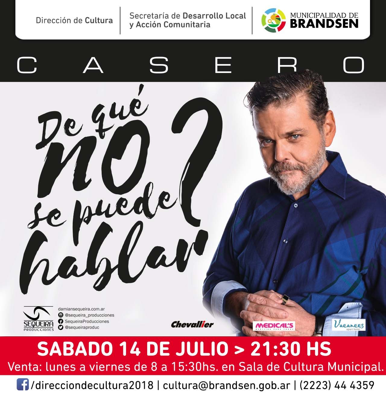 BRANDSEN: Alfredo Casero se presentará en la sala de cultura 4