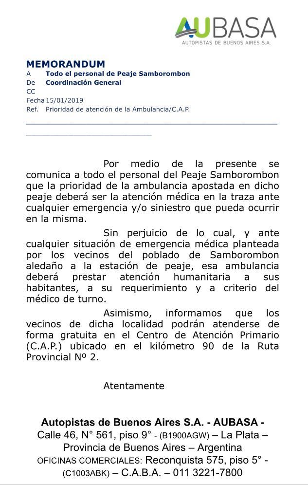 BRANDSEN: La ambulancia del peaje prestará servicio a los vecinos de Samborombón 4