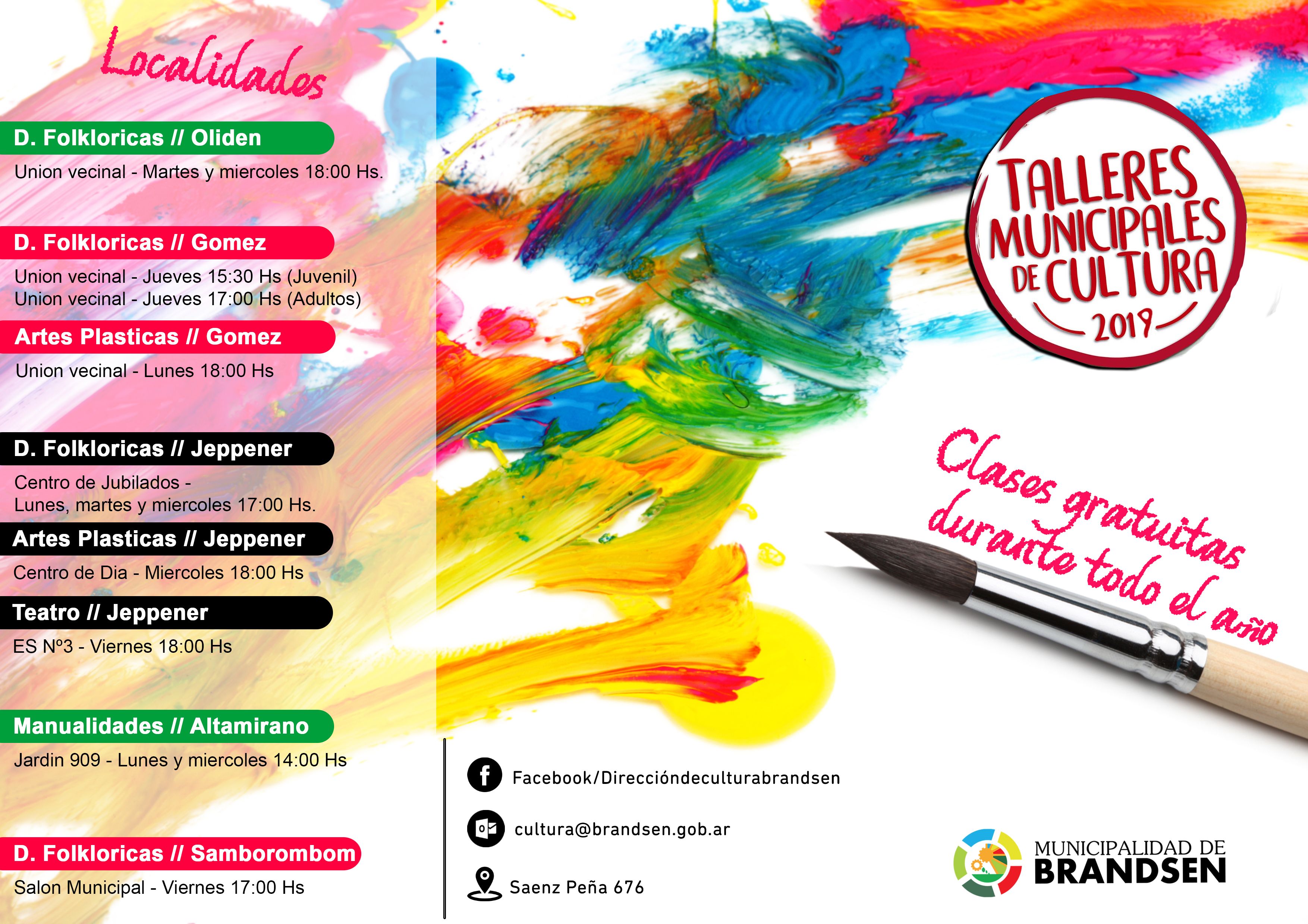 BRANDSEN: Abre la inscripción a los talleres gratuitos de Cultura 6