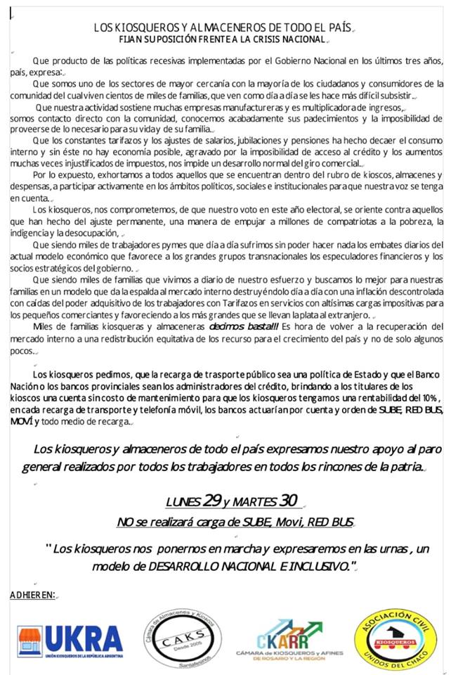 El lunes 29 y martes 30 de abril no habrá recarga de SUBE en kioscos 4