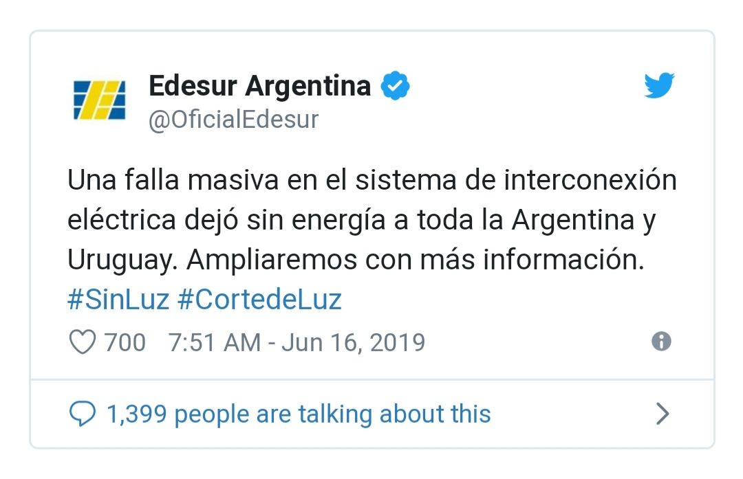 Argentina: importante apagón dejó a oscuras al país y a gran parte de Uruguay 4