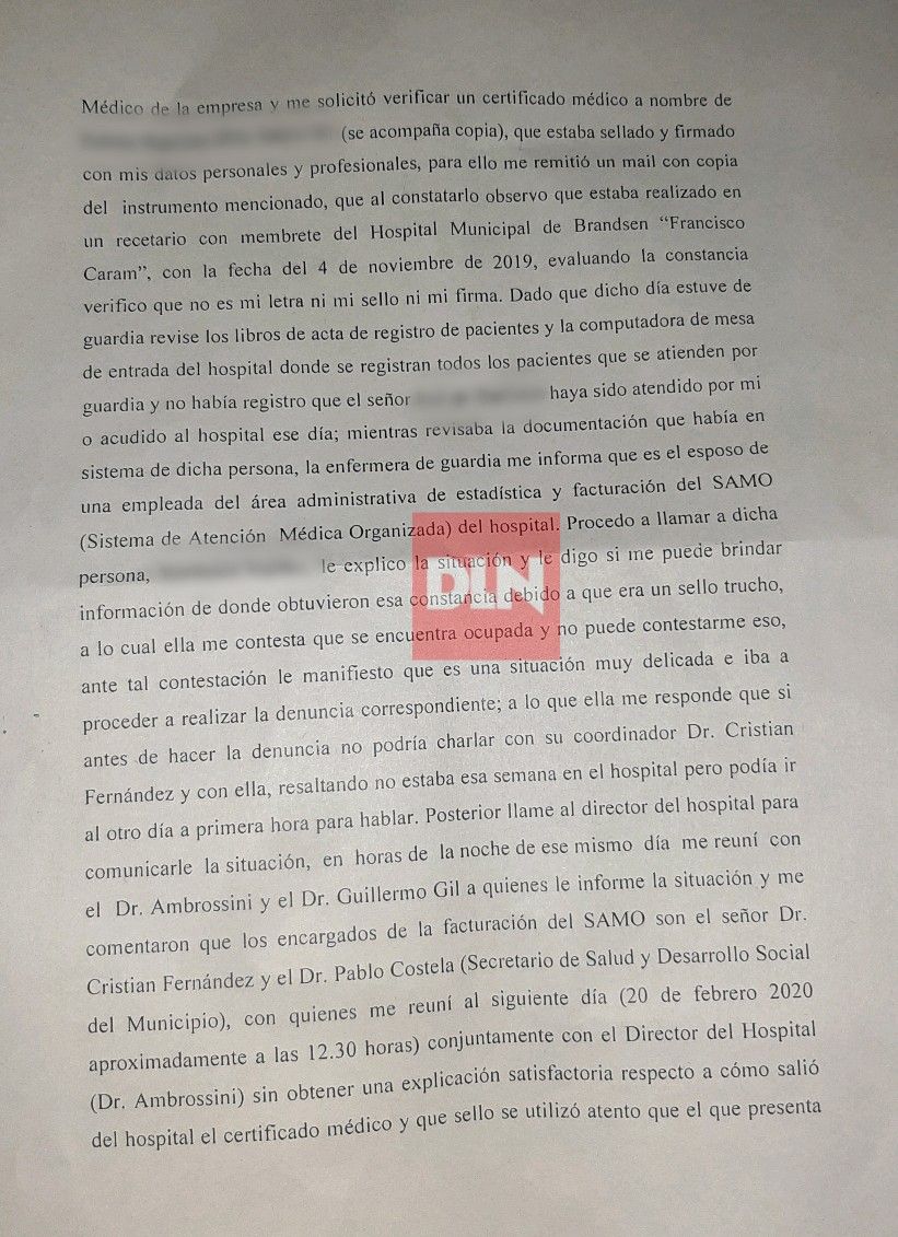 Polémica en Brandsen: un médico denunció a las autoridades del hospital por robo de identidad 11
