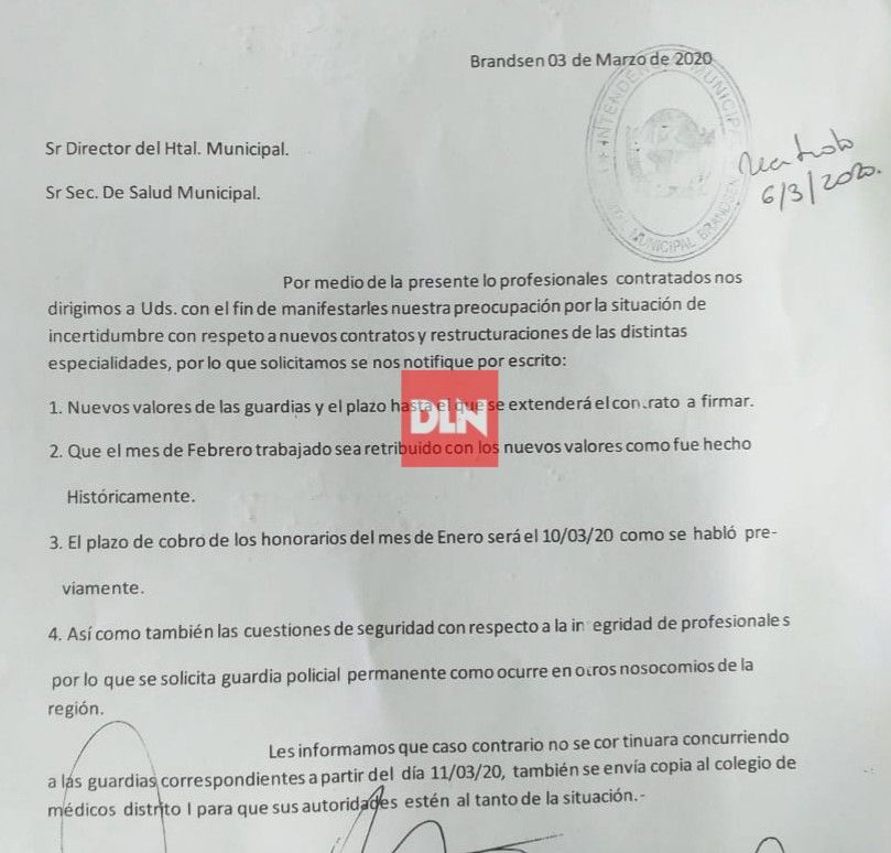 Médicos del hospital de Brandsen amenazan con dejar de prestar servicio a partir del miércoles 4