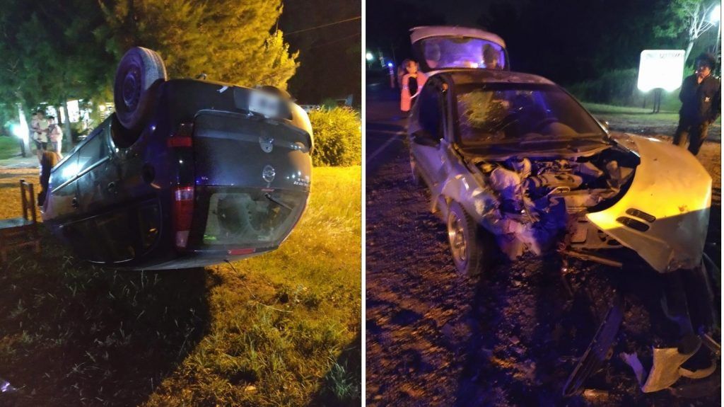 Impactante choque y vuelco entre dos vehículos en ruta 210: hay varios heridos 2