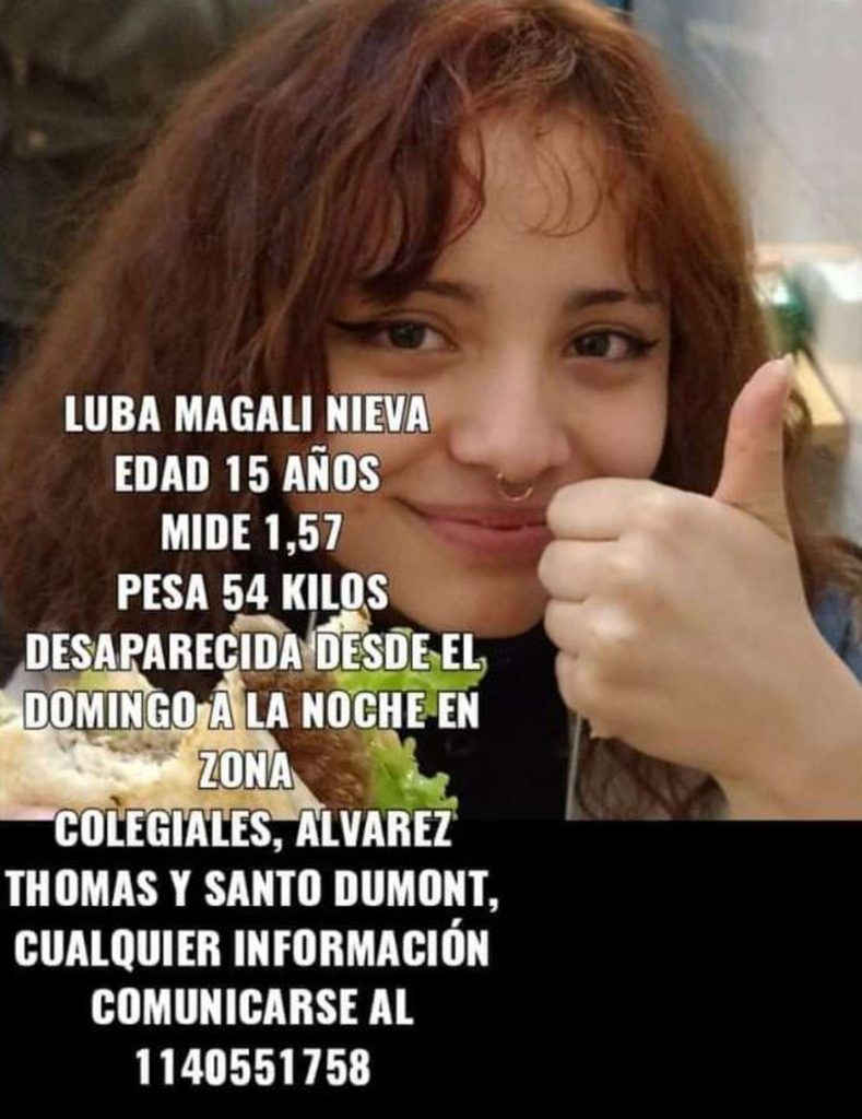 Búsqueda de una adolescente de 15 años que desapareció hace más de una semana en Colegiales 2