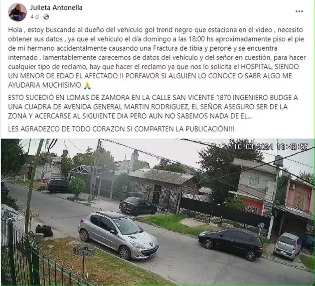 Buscan a un hombre que pisó a un chico de 10 años con el auto y le fracturó la pierna 4
