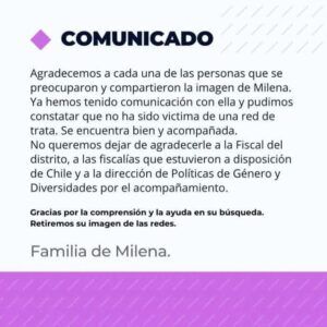 Caso Milena: la familia aseguró que se encuentra bien y que no fue víctima de trata 4