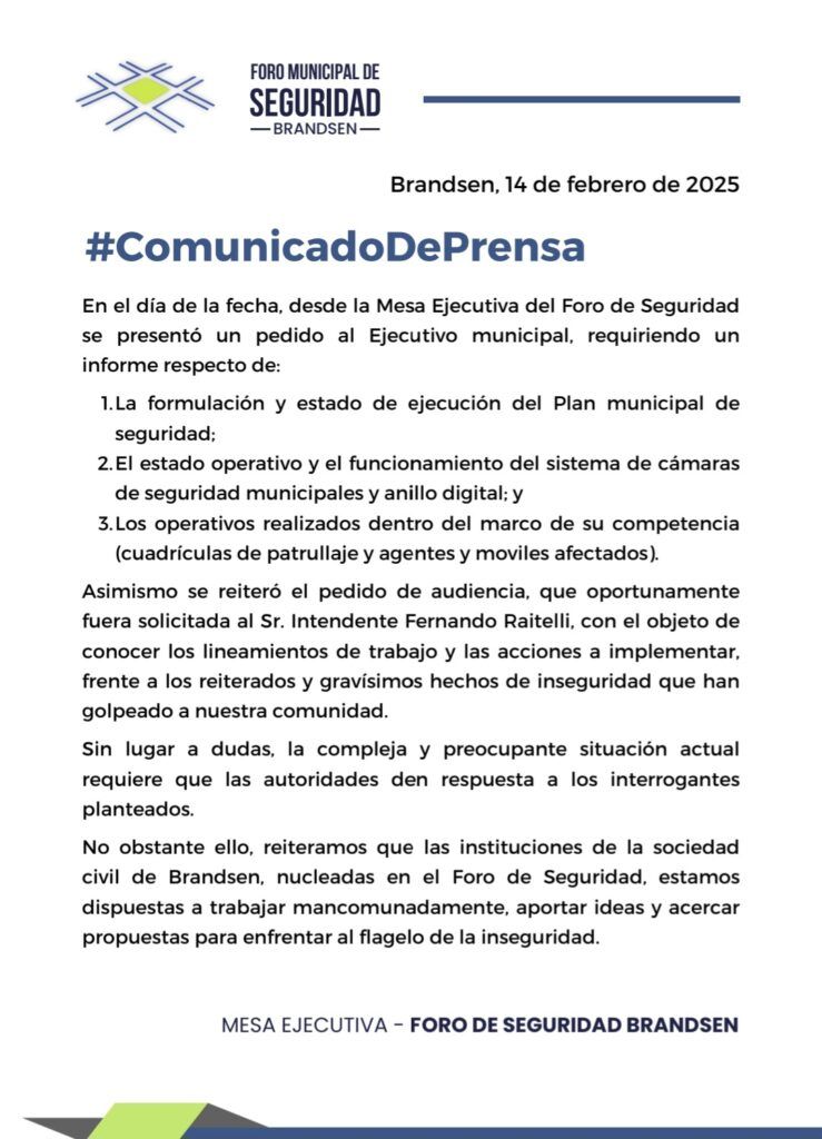 Comunicado Foro de Seguridad